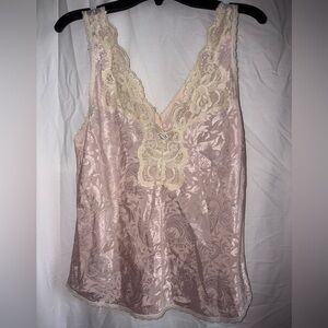Lace Trim Satin Chemise in Soft Pink